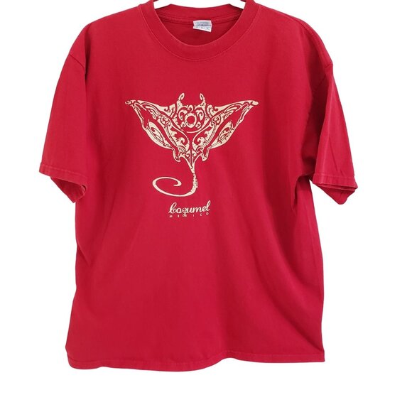 Yazbek Other - Cozumel Mexico T-Shirt Mens XL Red Cotton Stingray Graphic Souvenir Yazbek